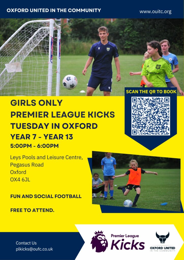Oxford United in the Community Premier League Kicks Girls Only Football Sessions